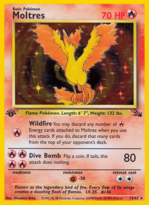 Moltres #12 Fossil Pokemon card