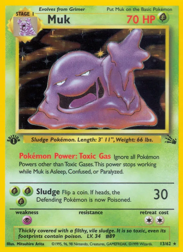 Muk #13 Fossil Pokemon card