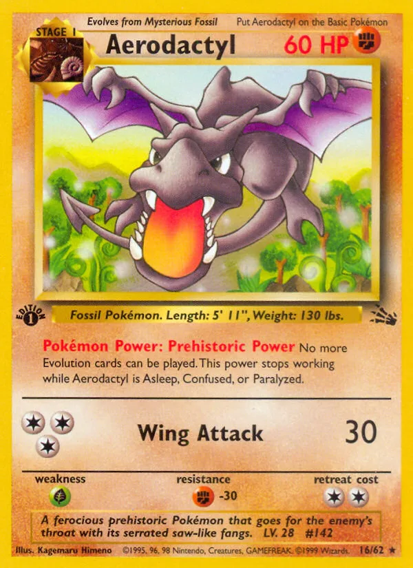 Aerodactyl #16 Fossil Pokemon card