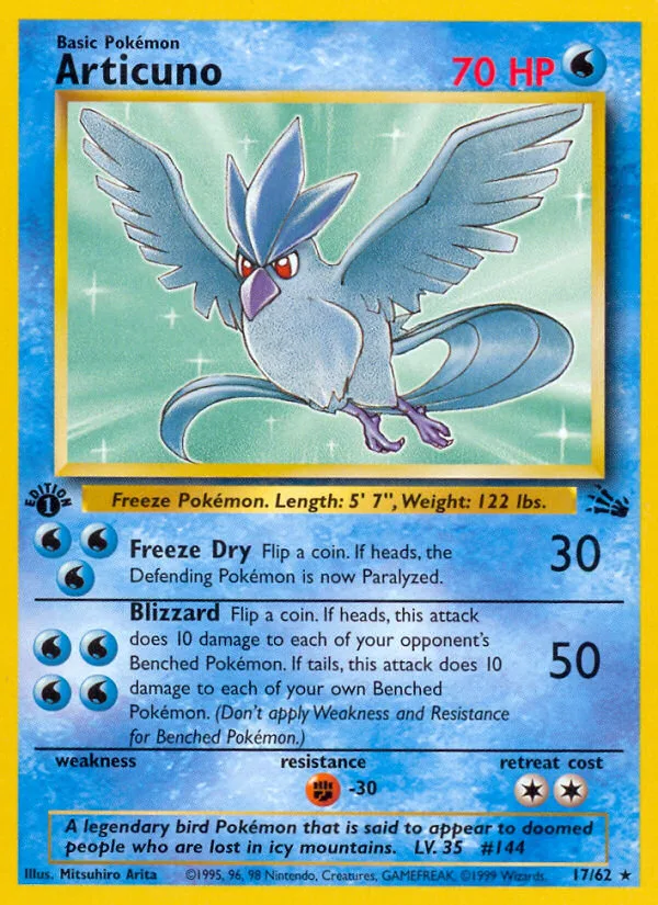Articuno #17 Fossil Pokemon card