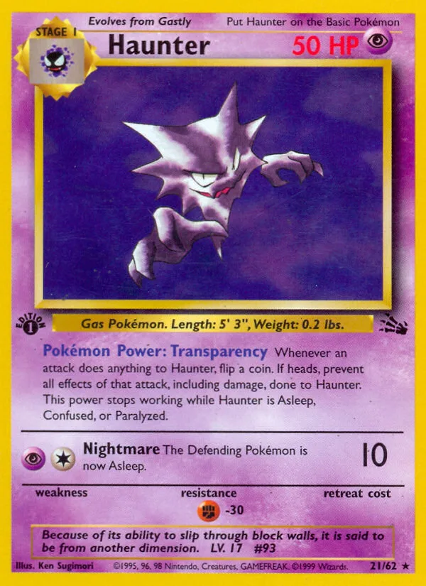 Haunter #21 Fossil Pokemon card