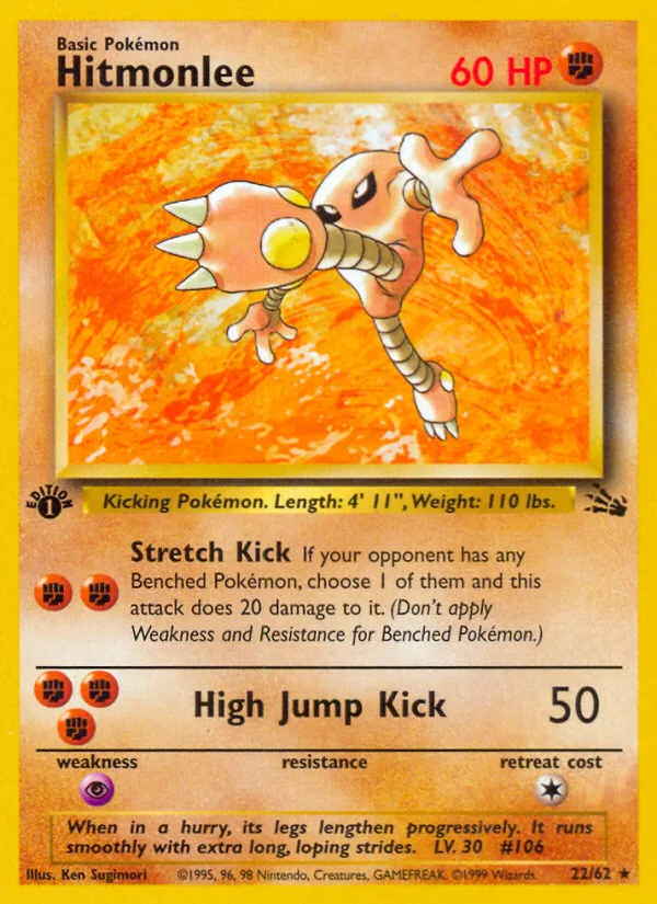 Hitmonlee #22 Fossil Pokemon card
