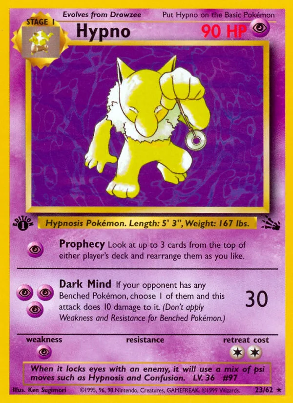 Hypno #23 Fossil Pokemon card