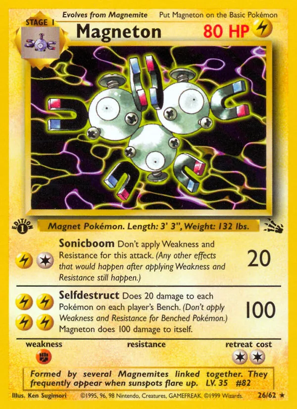 Magneton #26 Fossil Pokemon card