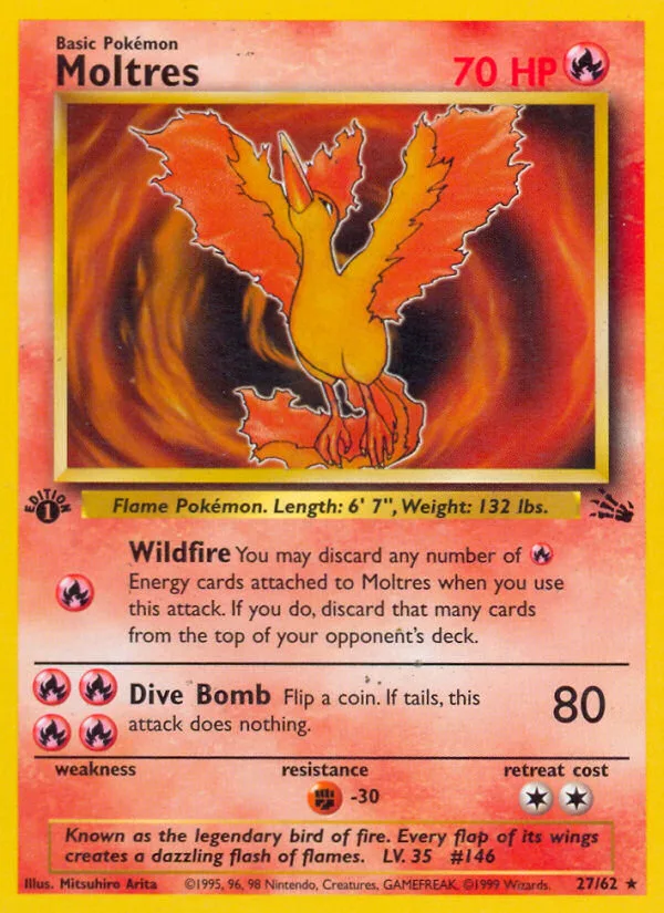 Moltres #27 Fossil Pokemon card