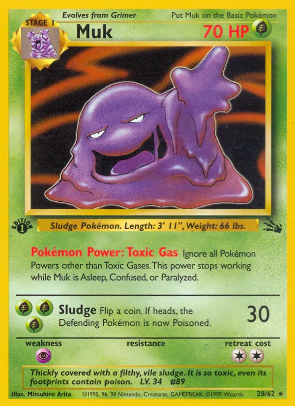 Muk #28 Fossil Pokemon card