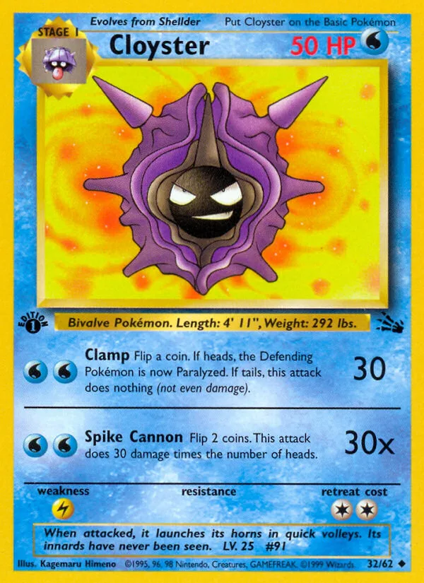 Cloyster #32 Fossil Pokemon card