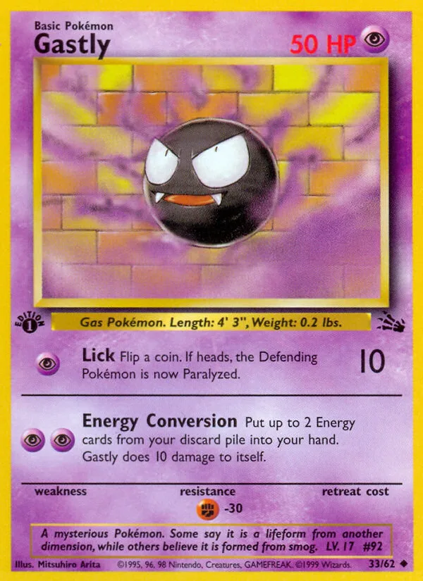 Gastly #33 Fossil Pokemon card