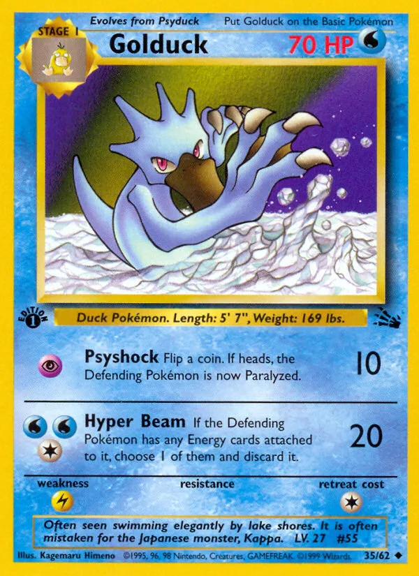 Golduck #35 Fossil Pokemon card