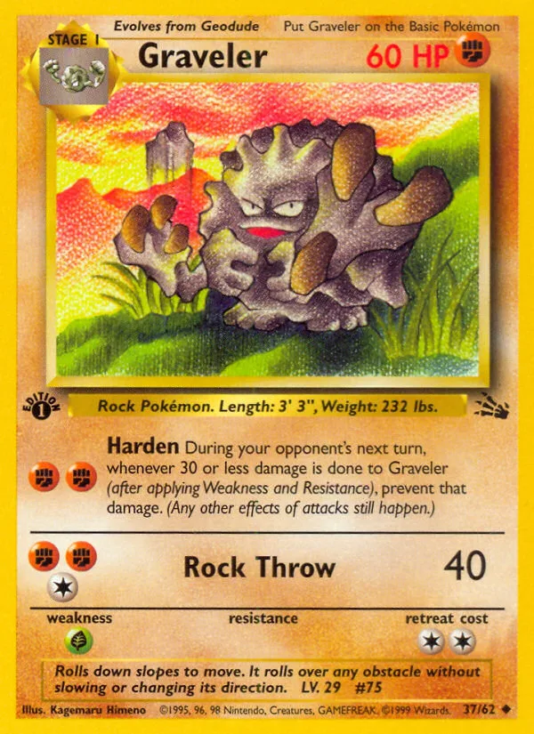 Graveler #37 Fossil Pokemon card