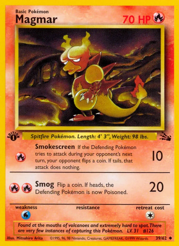 Magmar #39 Fossil Pokemon card