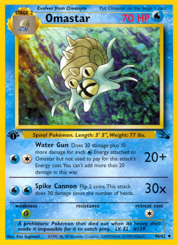 Omastar #40 Fossil Pokemon card