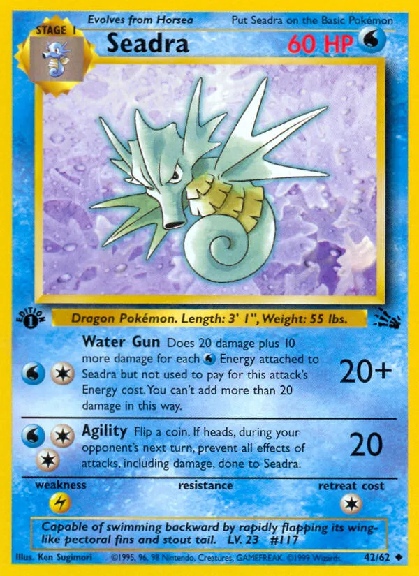 Seadra #42 Fossil Pokemon card