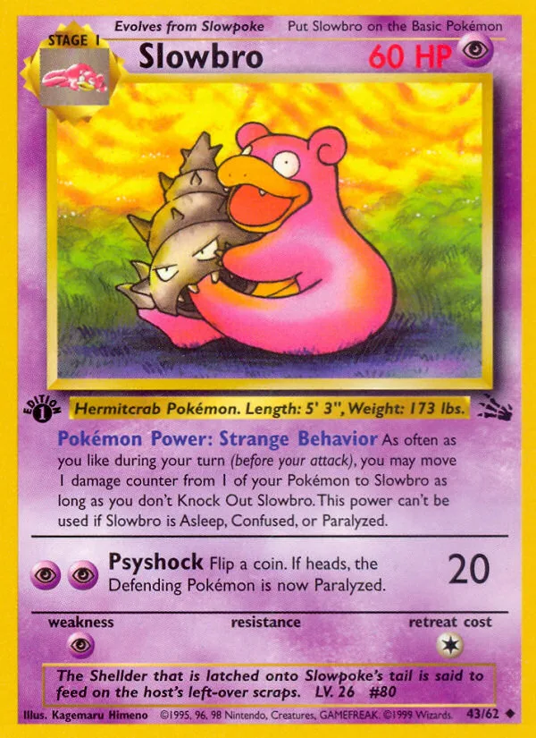 Slowbro #43 Fossil Pokemon card
