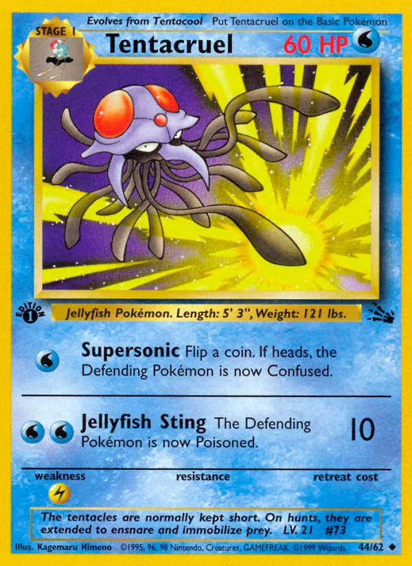 Tentacruel #44 Fossil Pokemon card