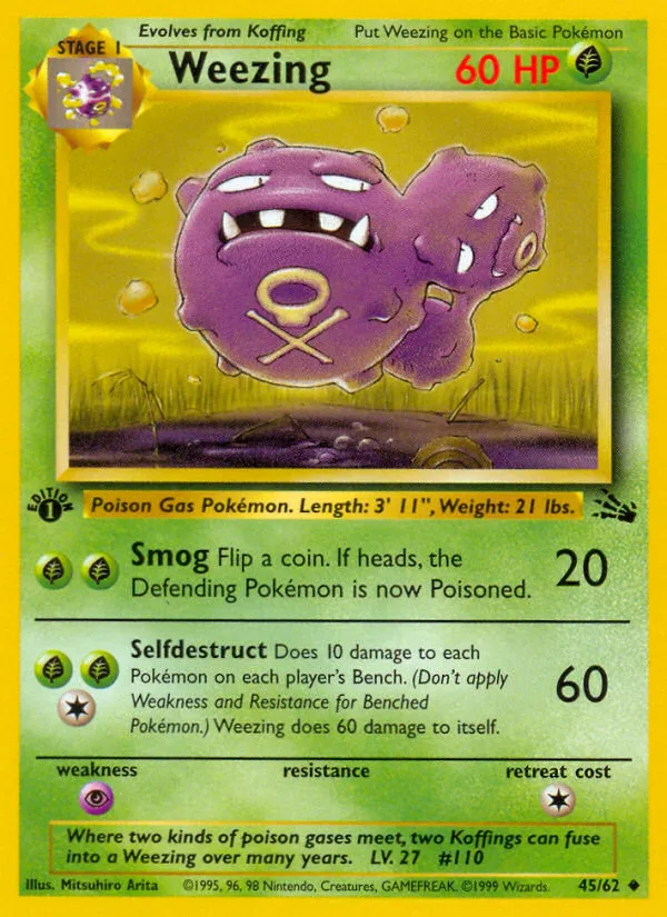 Weezing #45 Fossil Pokemon card