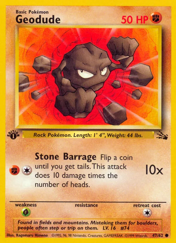 Geodude #47 Fossil Pokemon card