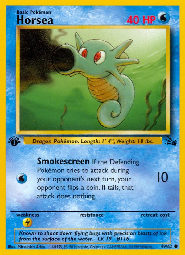 Horsea #49 Fossil Pokemon card