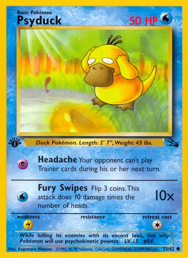 Psyduck #53 Fossil Pokemon card