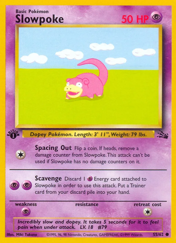Slowpoke #55 Fossil Pokemon card
