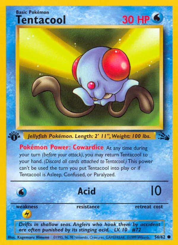 Tentacool #56 Fossil Pokemon card
