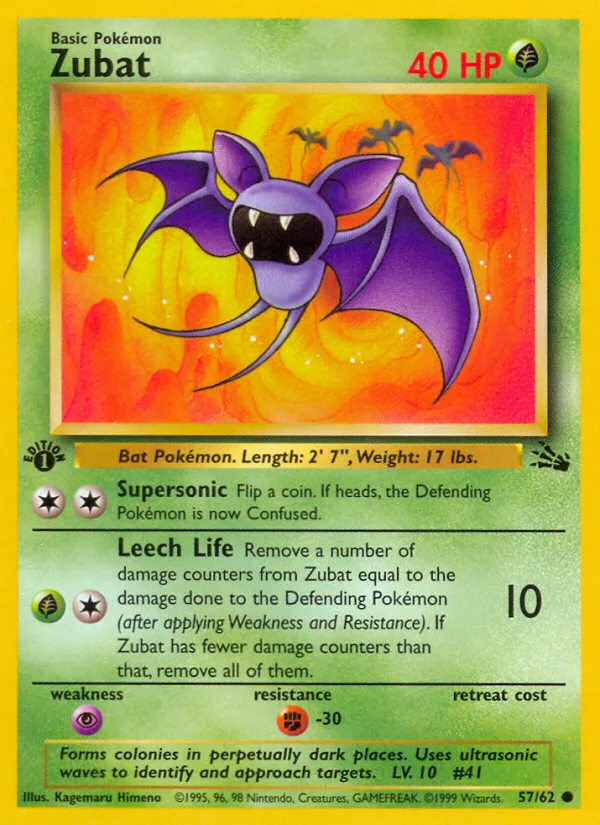 Zubat #57 Fossil Pokemon card