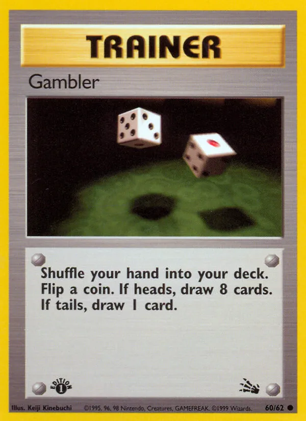 Gambler #60 Fossil Pokemon card