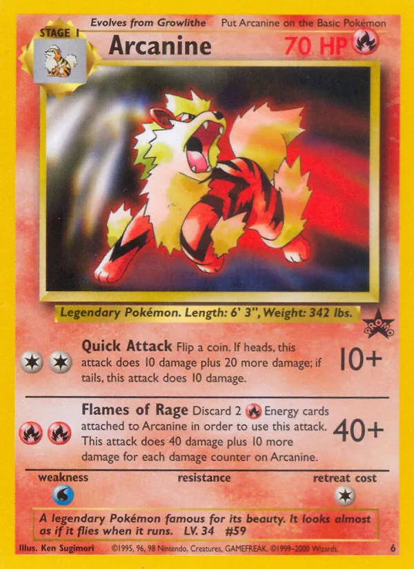 Arcanine #6 Wizards Black Star Promos Pokemon card