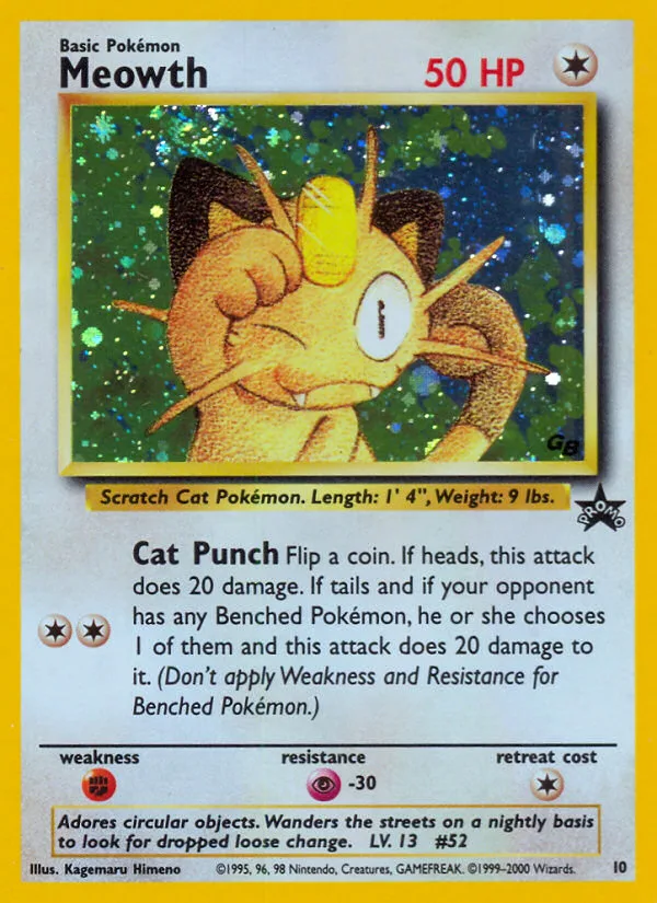 Meowth #10 Wizards Black Star Promos Pokemon card