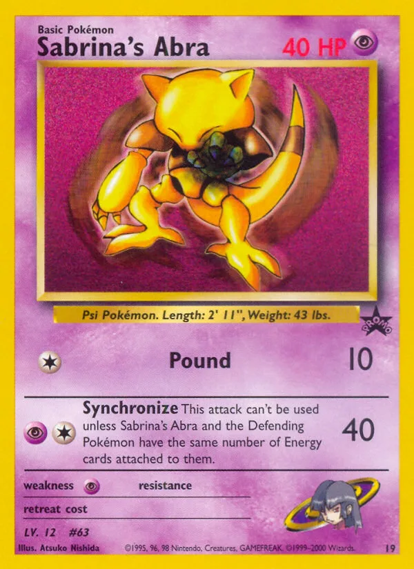 Sabrina's Abra #19 Wizards Black Star Promos Pokemon card