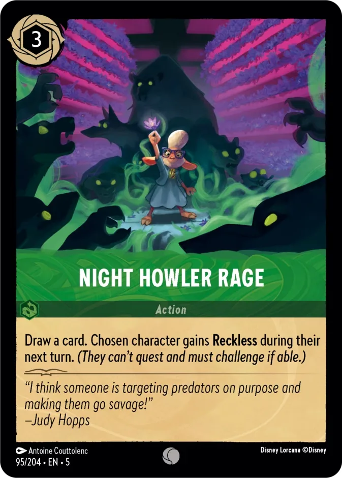 Night Howler Rage #95 Shimmering Skies Disney Lorcana card