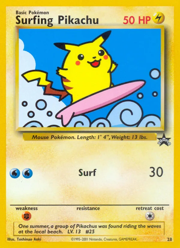 Surfing Pikachu #28 Wizards Black Star Promos Pokemon card