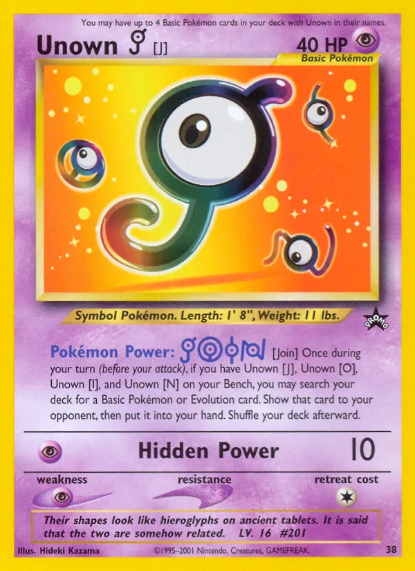 Unown [J] #38 Wizards Black Star Promos Pokemon card