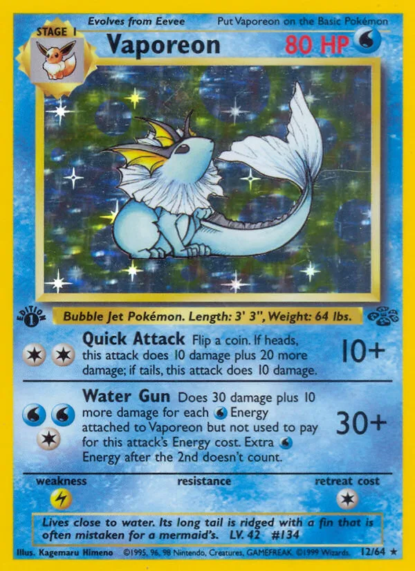 Vaporeon #12 Jungle Pokemon card