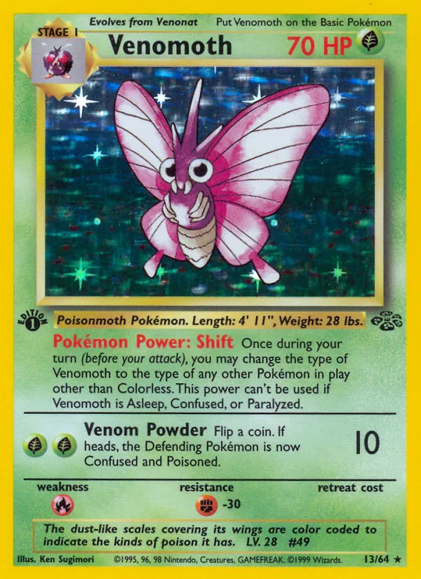 Venomoth #13 Jungle Pokemon card