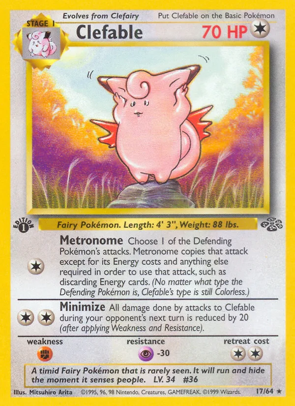 Clefable #17 Jungle Pokemon card