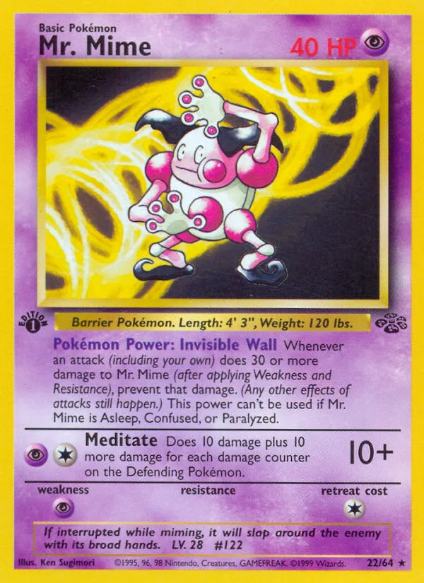 Mr. Mime #22 Jungle Pokemon card