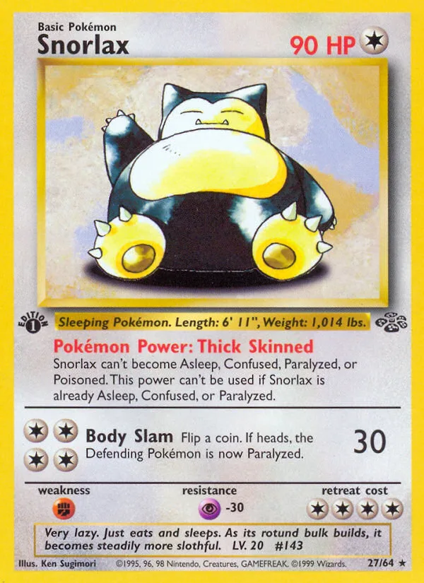 Snorlax #27 Jungle Pokemon card