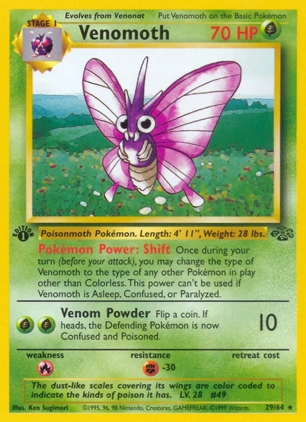 Venomoth #29 Jungle Pokemon card