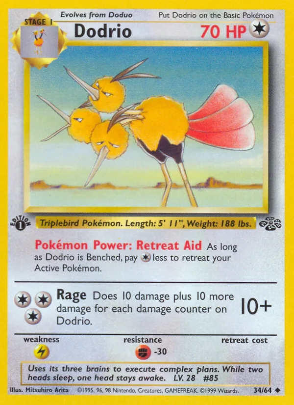 Dodrio #34 Jungle Pokemon card