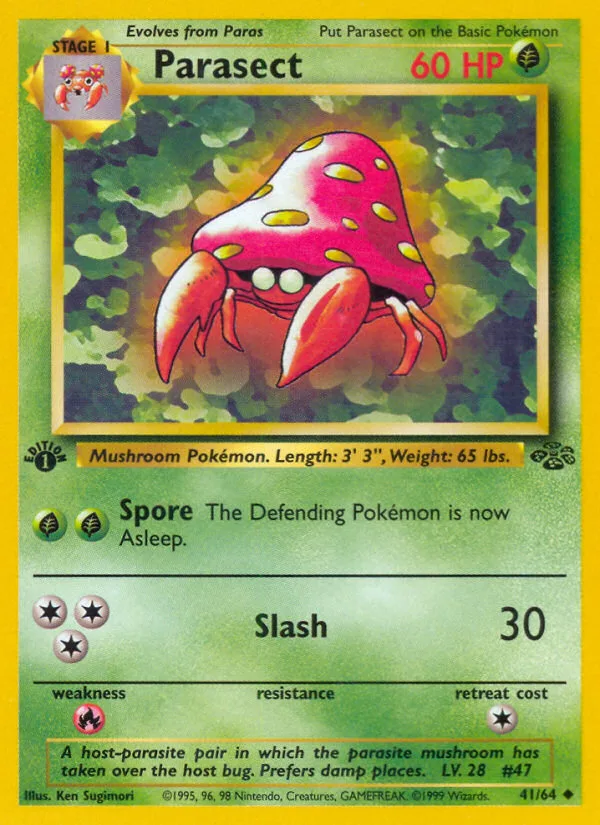 Parasect #41 Jungle Pokemon card