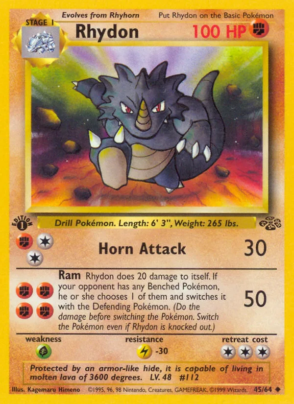 Rhydon #45 Jungle Pokemon card