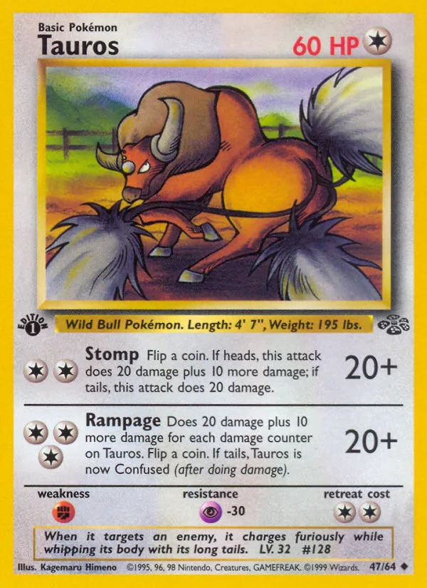 Tauros #47 Jungle Pokemon card