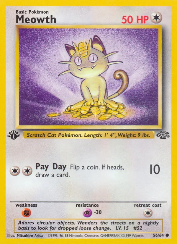 Meowth #56 Jungle Pokemon card