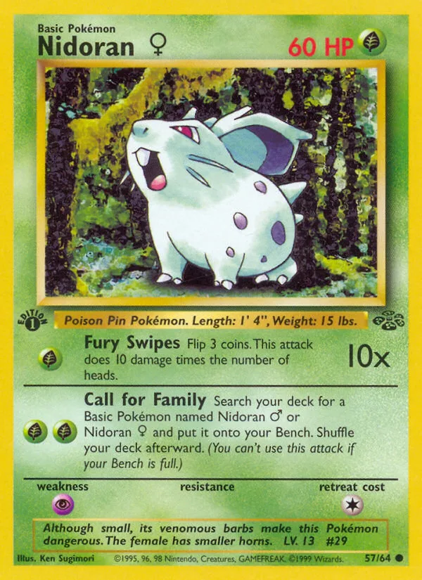 Nidoran ♀ #57 Jungle Pokemon card