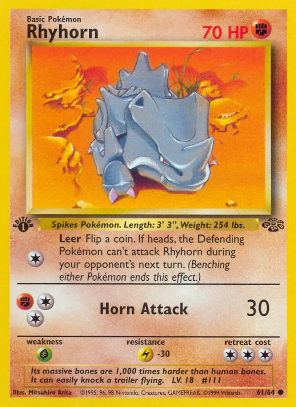 Rhyhorn #61 Jungle Pokemon card
