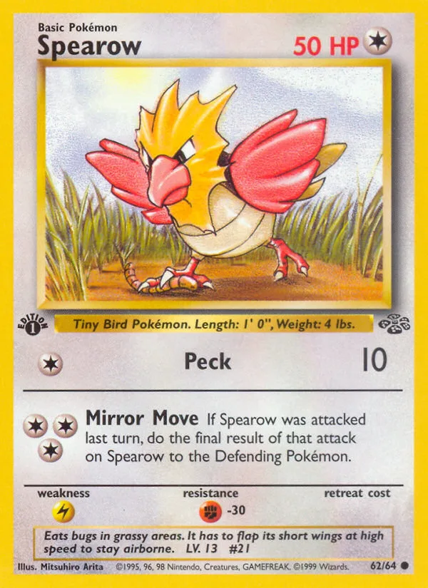 Spearow #62 Jungle Pokemon card