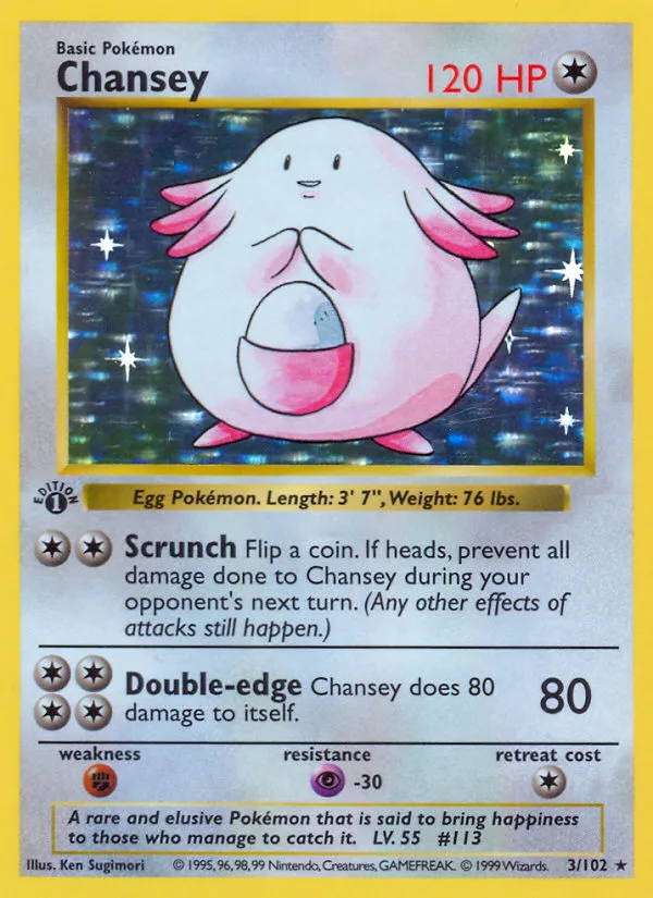 Chansey #3 Base Pokemon card