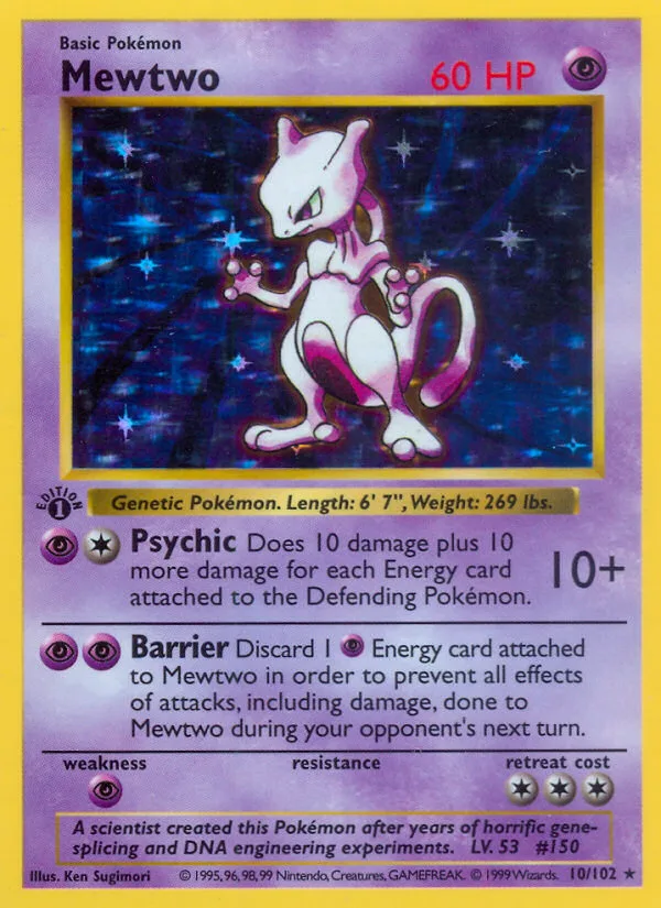 Mewtwo #10 Base Pokemon card