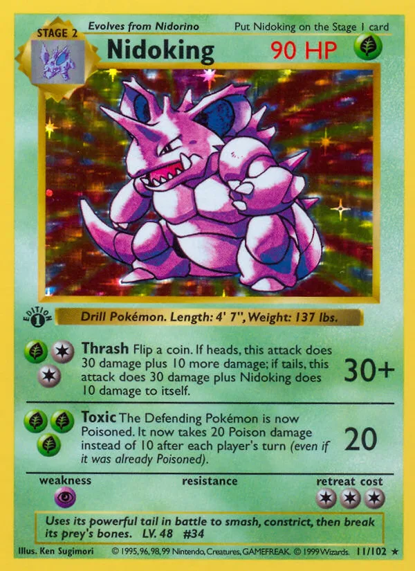 Nidoking #11 Base Pokemon card